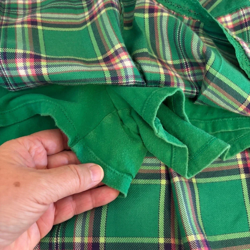Y2K Justice Green Plaid‎ Pleated Mini Skorts Kilt Style Buckle Girls Size 12